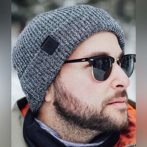 Gray Baxter Knit Beanie Winter Hat Travel Logo Fall Cabin Hiking Neutral Ski